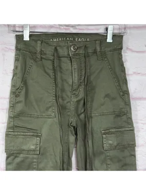 American Eagle Women’s Hi-Rise Jegging Cargo Pants Size 0 Regular Olive Green thumbnail 2