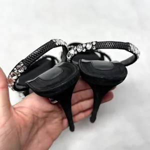 Christian Louboutin Emilie Strass 100 Embellished Strappy Sandal Heels Black 38 thumbnail 9