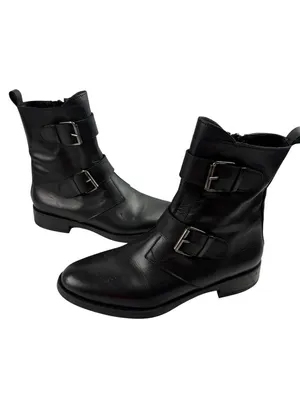 *Emanuel Crasto Womens Brown Italian Leather Moto Biker Buckle Classic Boots 40 thumbnail 7
