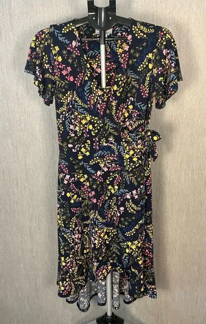 Motherhood Maternity Nursing Dress Floral Wrap Midi Dress Size Medium thumbnail 1