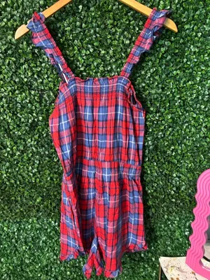 Aerie NWT Plaid Flannel Pajama Romper Sz Small thumbnail 6
