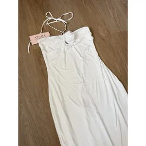 Oh Polly Dress Womens 8 White halter Rose Maxi dress thumbnail 8