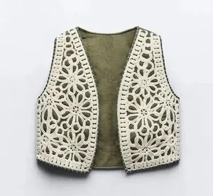 Zara Embroidered Quilted Open Front Vest thumbnail 3