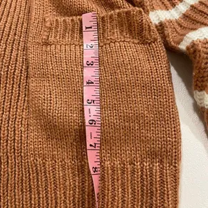 Easel Los Angeles Brown Knit Cardigan White Stripe Sleeves Open Front Size M thumbnail 9