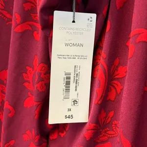 NWT‎ LIZ CLAIBORNE Women’s Career Blouse 3X Magenta Scroll Long Sleeve Stretch thumbnail 12