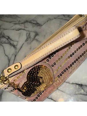 Y2K Juicy Couture Velvet Wristlet Handbag Wallet Pink Rose Gold Valentines Day thumbnail 5