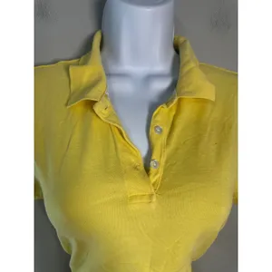 VINTAGE 2006 J.Crew Slim Fit Pique Polo Shirt Yellow Medium Y2K‎ Preppy Size M thumbnail 2