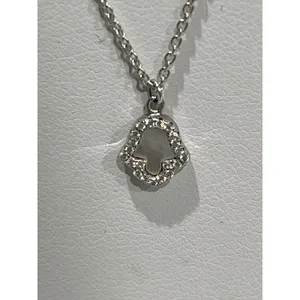 Sterling Silver 925 Amulet Hamsa Hand CZ Pendant‎ Necklace Charm Minimalist thumbnail 2