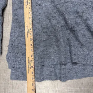 FREE PEOPLE S ALPACA BLEND KNIT OVERSIZED V-NECK BOHO SWEATER‎ GREY Bell Sleeve thumbnail 5