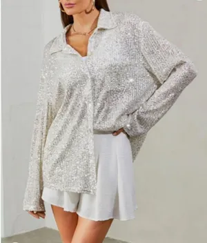 Amazon Sequin Button Down Blouse thumbnail 4