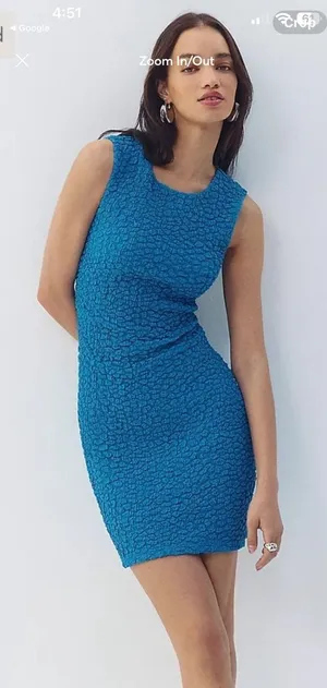 Anthropologie Textured Sleeveless Mini Dress in Teal thumbnail 1