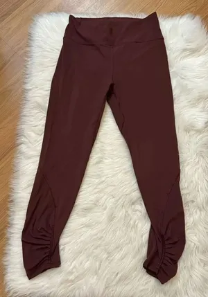Lululemon Ruched Leg Workout Tight Leggings Wine 8 thumbnail 1