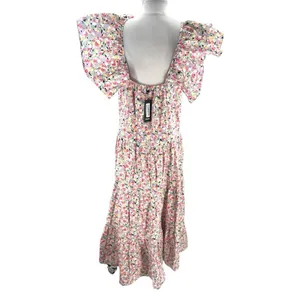 NWT Nasty Gal Collection‎ Floral Frill Shoulder Smock maxi dress sz 2 thumbnail 3