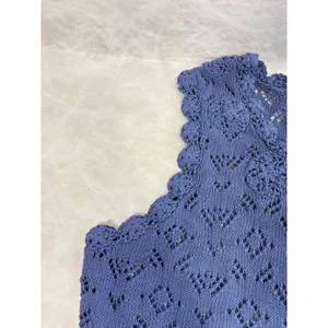 Vintage Corner Reading Periwinkle Blue Crochet Knit Sleeveless Top Small‎ thumbnail 3