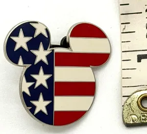 Vintage 2002 Disney Pin Trading Mickey Head USA Flag Patriotic Americana WDW thumbnail 1