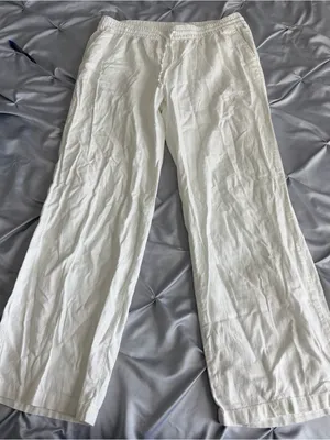 Old Navy White Wide-Leg Drawstring Pants thumbnail 1