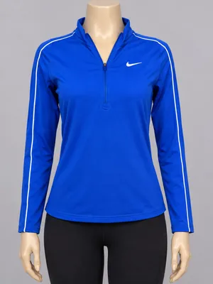 Nike Dri-FIT Women’s Quarter Zip Pullover M Royal Blue Lightweight thumbnail 1