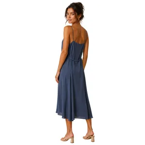 Lulus V-Neck Slip Dress in Denim Blue size Large NWT thumbnail 5