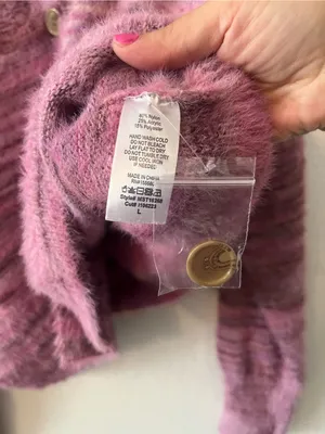 New Free People Movement Large‎ Fuzzy Sweater Cardigan Tank Pink thumbnail 4