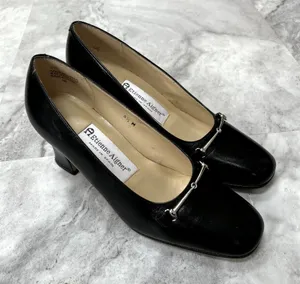 Vintage Etienne Aigner Horse Bit Size 5.5 Black‎ Pumps Block Heel Career thumbnail 1