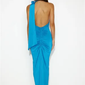 Hello Molly blue dress with flower neck thumbnail 2