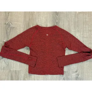 Lululemon Swiftly‎ Tech 2.0 Cropped Long Sleeve Shirt Heathered Red Women's 6 thumbnail 2