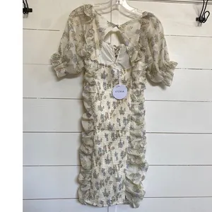 Storia Floral Mesh Ruched‎ Off Shoulder Mini Dress - M NWT thumbnail 12