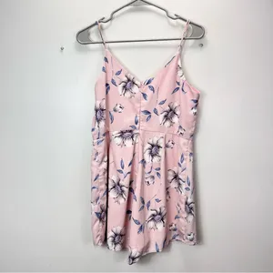 Lulus Magical Meadow Blush Pink Floral Print‎ Skort Dress LARGE thumbnail 7