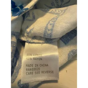 Calypso St Barth Blue White Linen Palm hamsa‎ tie Crop Top Shirt M boho beach thumbnail 5