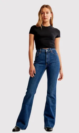 Abercrombie Fitch Womens Jeans Blue Vintage Flare High Rise Denim Dark Wash 26/2 thumbnail 1