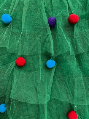 Planet Gold New! Green Tulle Skirt with Colorful light up Pom Poms size S thumbnail 3