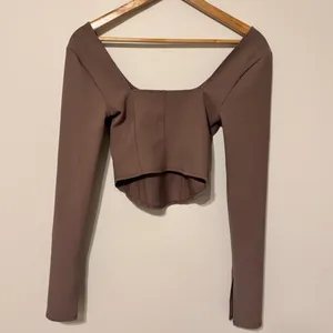 Abercrombie & Fitch Long Sleeved Corset Scoopneck Top Size Small Brown Contour thumbnail 7