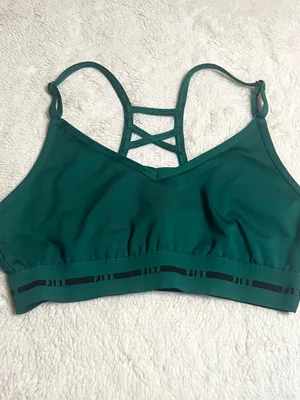 VS PINK Active Green & Black Ultimate Strappy Back Sports Bra Size Small thumbnail 4