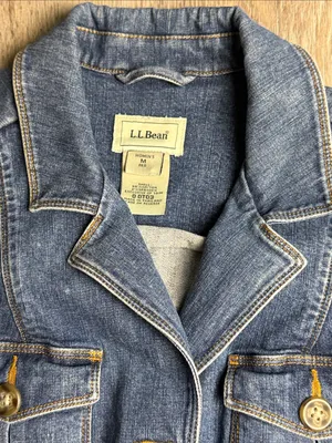 L.L. Bean Blue Denim Safari Utility Jacket Size Medium thumbnail 7