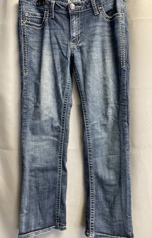 Rock 47 By Wrangler Women's Blue Jeans Flared Ultra Low rise Size 30x30 SKU 5402 thumbnail 1