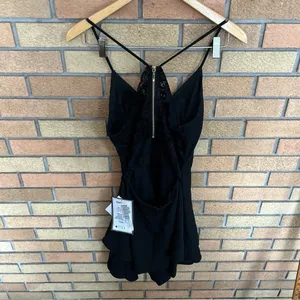 NWT B Darlin Juniors Black Lace Open Back Fit & Flare Dress Size 9/10 thumbnail 4