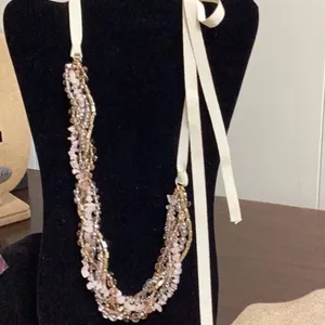 Four Strand pink and gold Beaded Necklace SKU 117 thumbnail 4