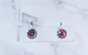 Vintage Screw On Earrings Iridescent Dark Pink Gems - Fair Condition thumbnail 9