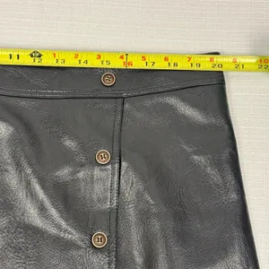 Black Faux Leather A Line Wrap Around Appearance Skirt‎ Plus Size 3XL thumbnail 6