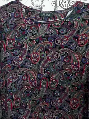 Lauren Ralph Lauren Paisley Print Long Sleeve Knit Top Size L thumbnail 11