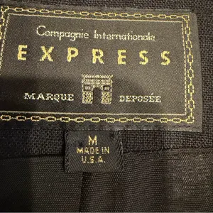 Vintage 90s Express Black Blazer‎ Made in USA Linen Rayon Tailored Jacket Med thumbnail 6