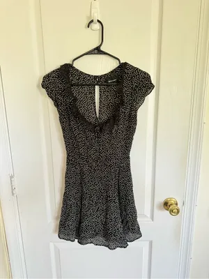 Reformation Sade Black Floral Lace Trim Mini Dress thumbnail 3