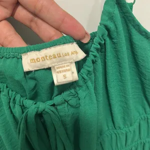 Monteau Green Smocked Tiered Midi Long Dress - Size Small thumbnail 4