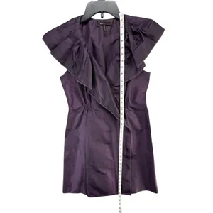 BCBGmaxazria Ruffle Mini Dress Womens S Dark Plum Night Luxe Party Dark Romantic thumbnail 10