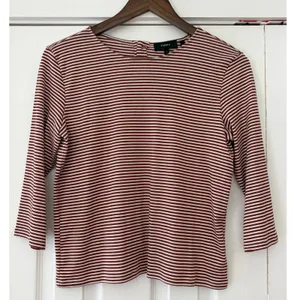 Theory Sedona Multi Striped Lowell‎ Knit Square Tee Button Back Top P thumbnail 2