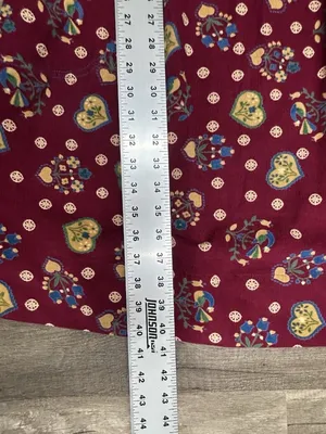 Vintage April Cornell Corduroy Midi Dress XL Burgundy Heart Print Cottagecore thumbnail 14