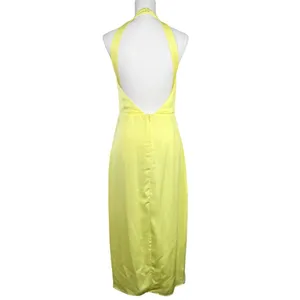 Lulus Women’s Open Back Yellow Halter Dress Size Medium thumbnail 8