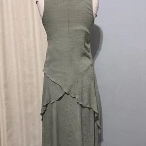 Exist Womens Maxi Dress S Sage Green‎ Textured Layered Asymmetrical Cottagecore thumbnail 8