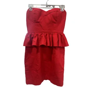 Anyn K Women's Red Strapless 100% Cotton Peplum Mini Dress S Excellent Condition thumbnail 2