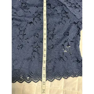 Free People Lace Blouse Women's Size Medium Blue Eyelet Boho Top Flowy thumbnail 6